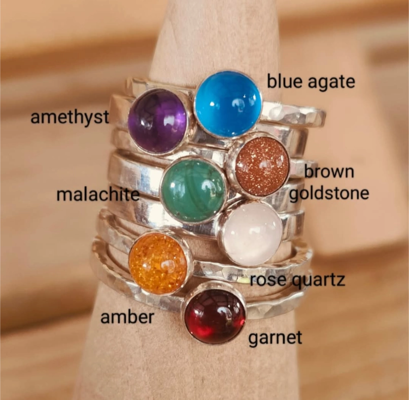 sterling silver garnet stacking ring
