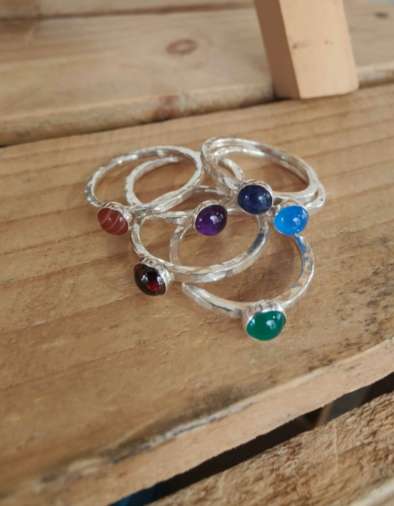 sterling silver green agate stacking ring