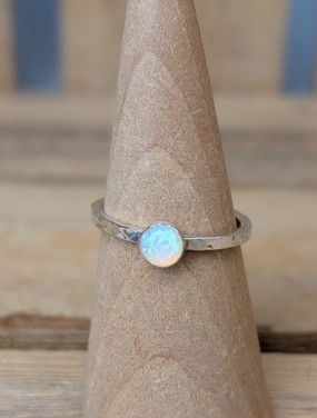 sterling silver opal stacking ring