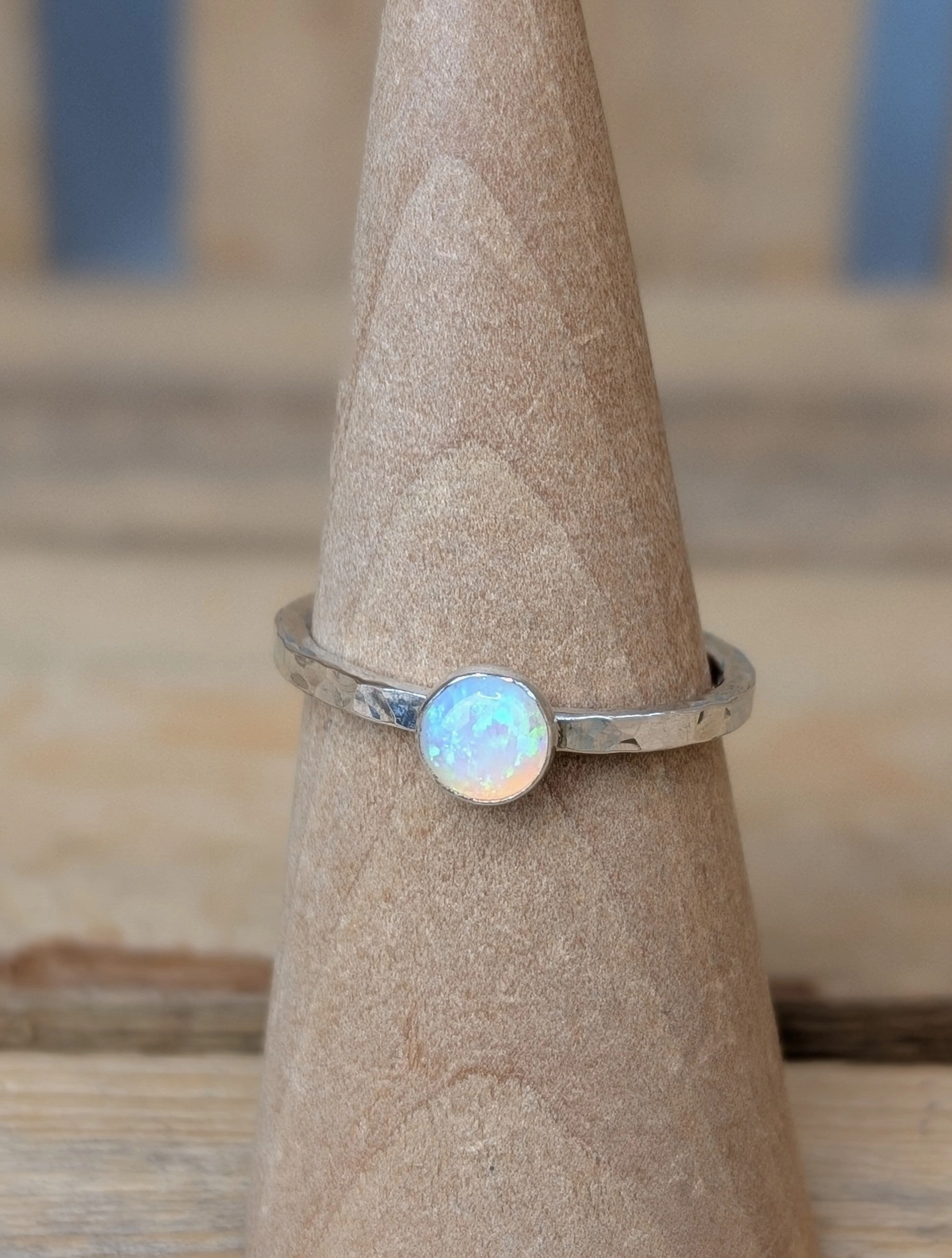 sterling silver opal stacking ring