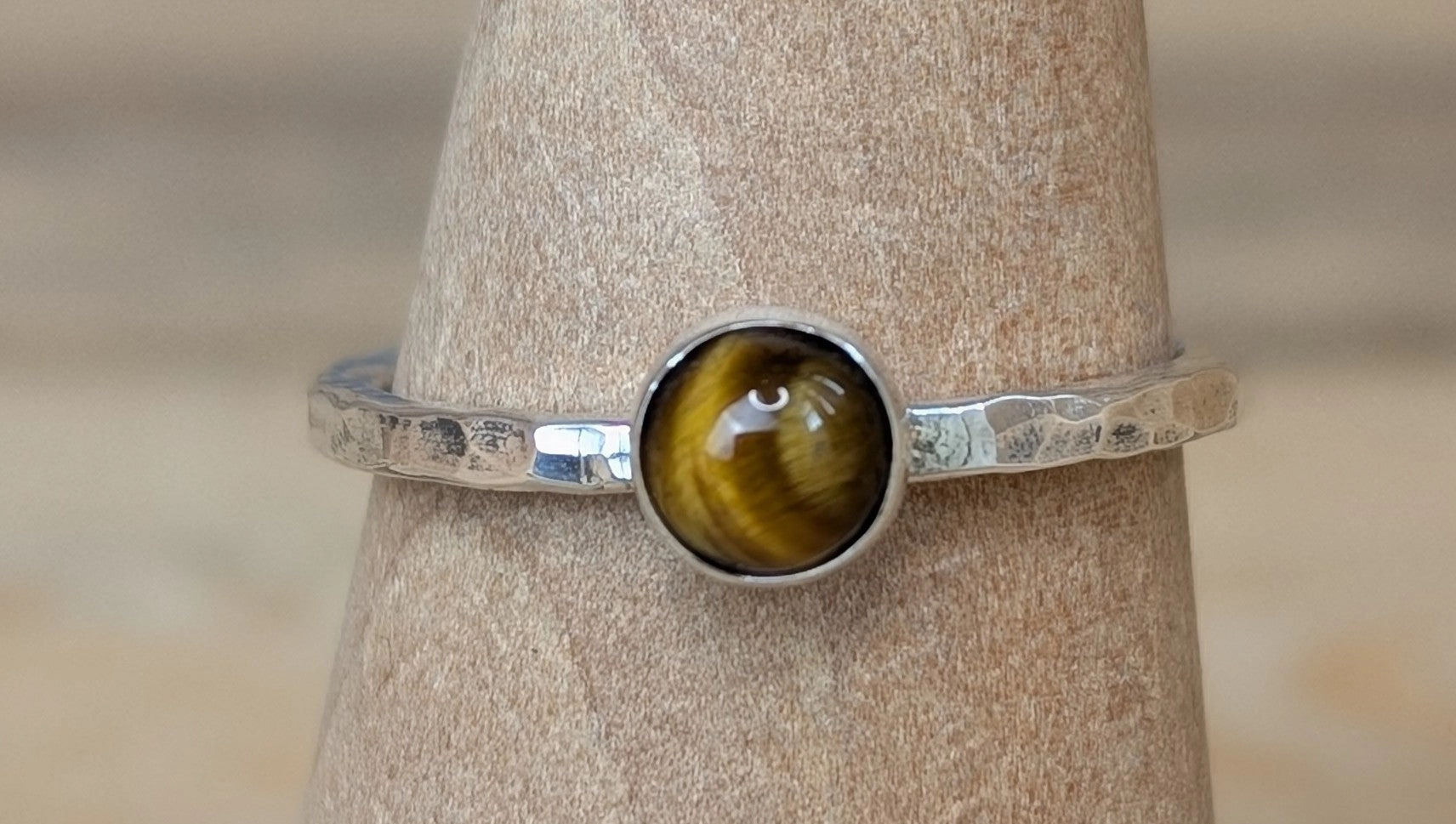 sterling silver tiger's eye stacking ring