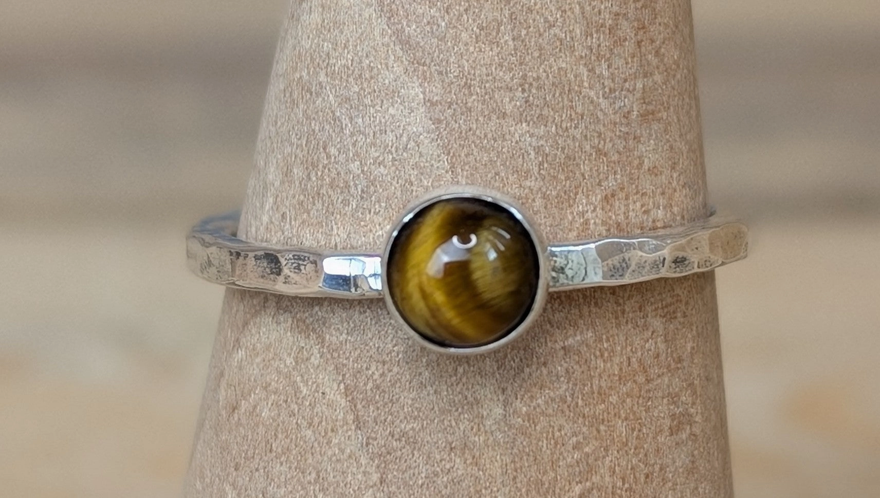 sterling silver tiger's eye stacking ring