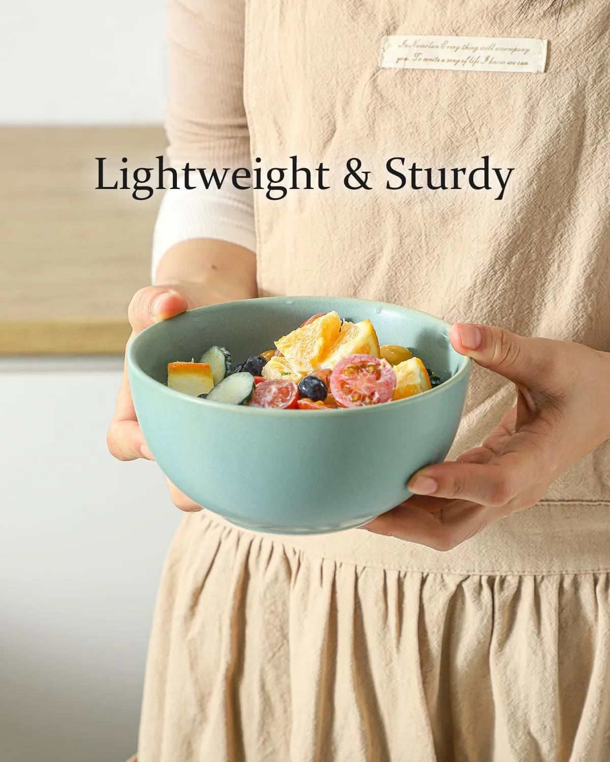 Stoneware Bowls Set of 4, 24 oz Soup Bowls for Kitchen, Ceramic Cereal Bowls for Salad, Ice Cream, Rice, Farmhouse Bowls for Gift Decor, Dishwasher Microwave Safe, Matte Turquoise