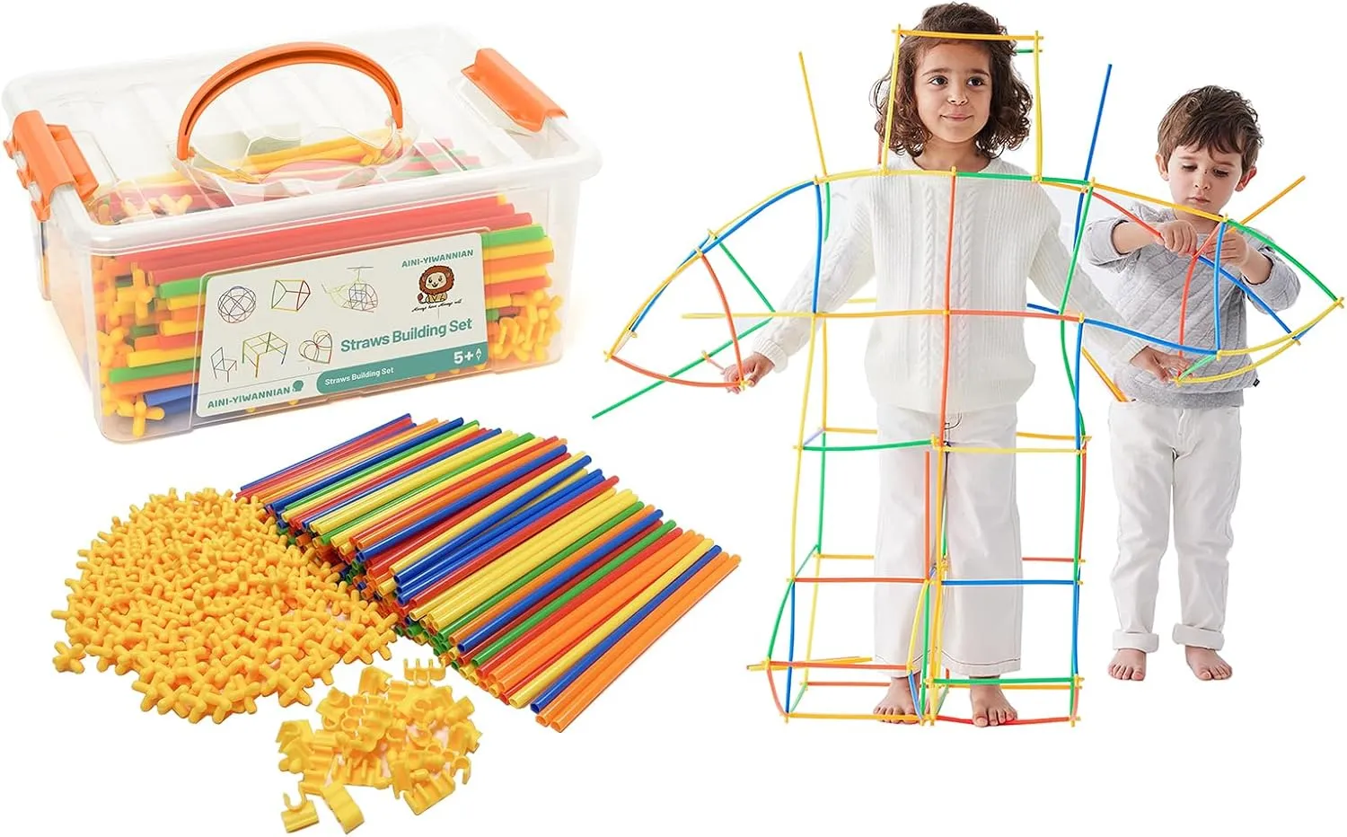 Straw Constructor Building Toys STEM Building Toys 400Pcs Straw Toy Interlocking Plastic Toys Engineering Toys Thin Tube Blocks Toy Educational Toy Kit for 3 4 5 6 7 8 Years Kids Toy