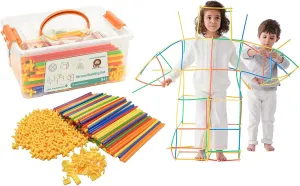 Straw Constructor Building Toys STEM Building Toys 400Pcs Straw Toy Interlocking Plastic Toys Engineering Toys Thin Tube Blocks Toy Educational Toy Kit for 3 4 5 6 7 8 Years Kids Toy
