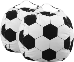 Stuffed Toy Storage Bag Set Large Soccer Shape Bean Bag Covers Soft Toy Organizer for Bedroom Multi-Purpose Storage Solution