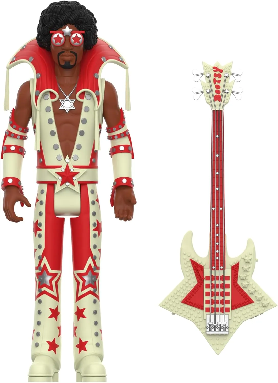 Super7 Bootsy Collins (Glow) - 3.75" Bootsy Collins Action Figure with Accessory Classic Music Collectibles and Retro Toys