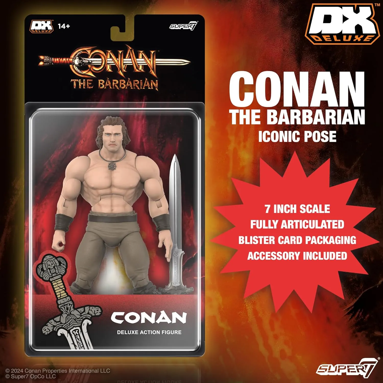 Super7 Conan The Barbarian Deluxe Iconic Pose - 7" Conan Action Figure with Accessory Classic Movie Collectibles and Retro Toys