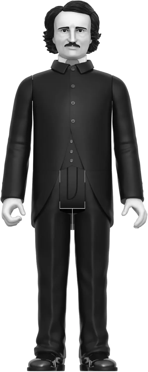 Super7 Edgar Allan Poe (Grayscale) - 3.75" Edgar Allan Poe Action Figure Horror Book Collectibles and Classic Literature Gifts
