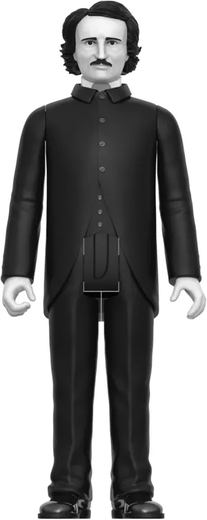 Super7 Edgar Allan Poe (Grayscale) - 3.75" Edgar Allan Poe Action Figure Horror Book Collectibles and Classic Literature Gifts