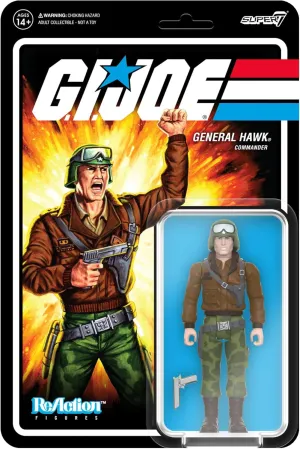 Super7 G.I. Joe General Hawk - 3.75" G.I. Joe Action Figure with Accessory Classic Cartoon Collectibles and Retro Toys