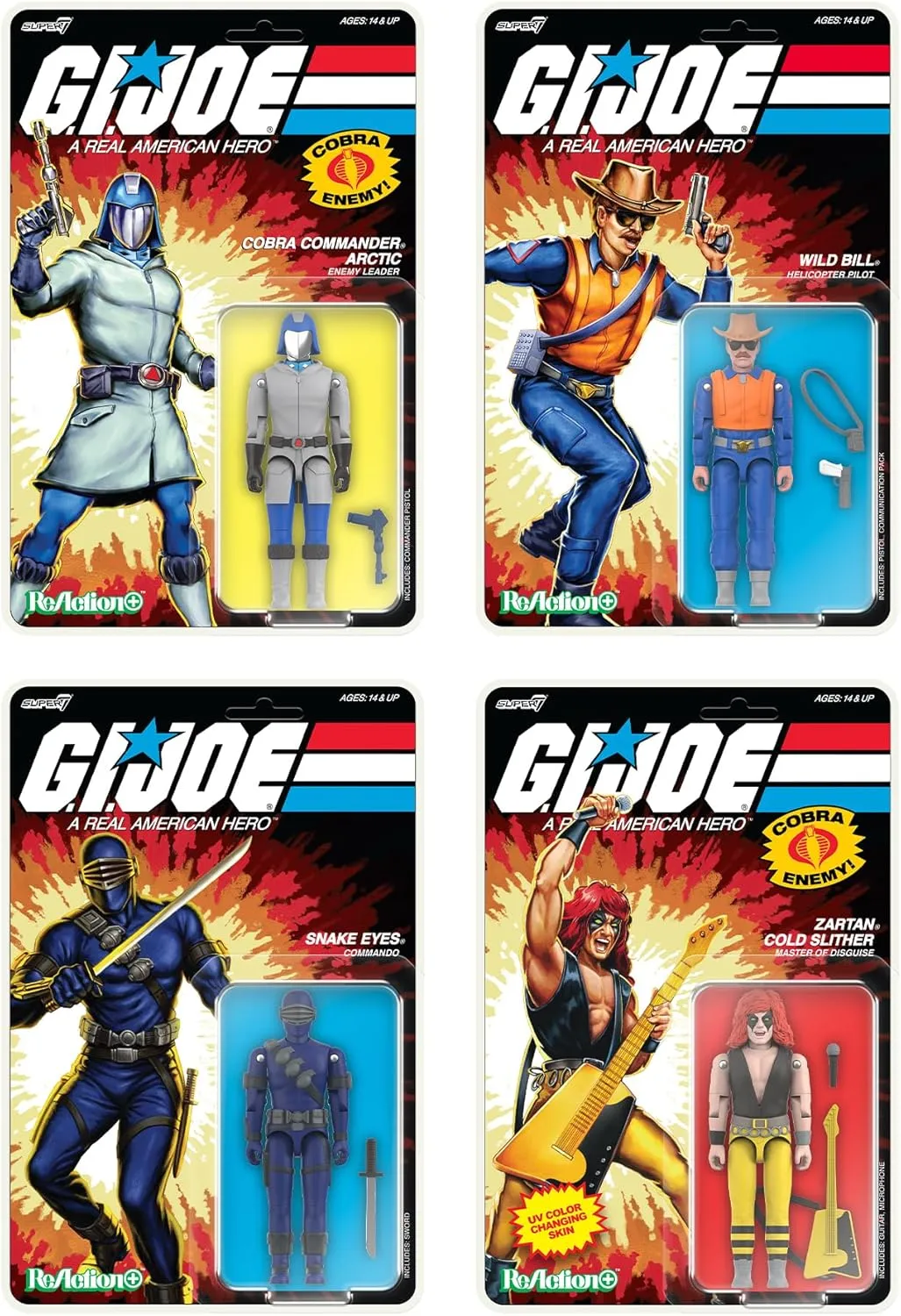 Super7 G.I. Joe Reaction  Wave 03 (Cartoon) - Snake Eyes (Cartoon) Action Figure