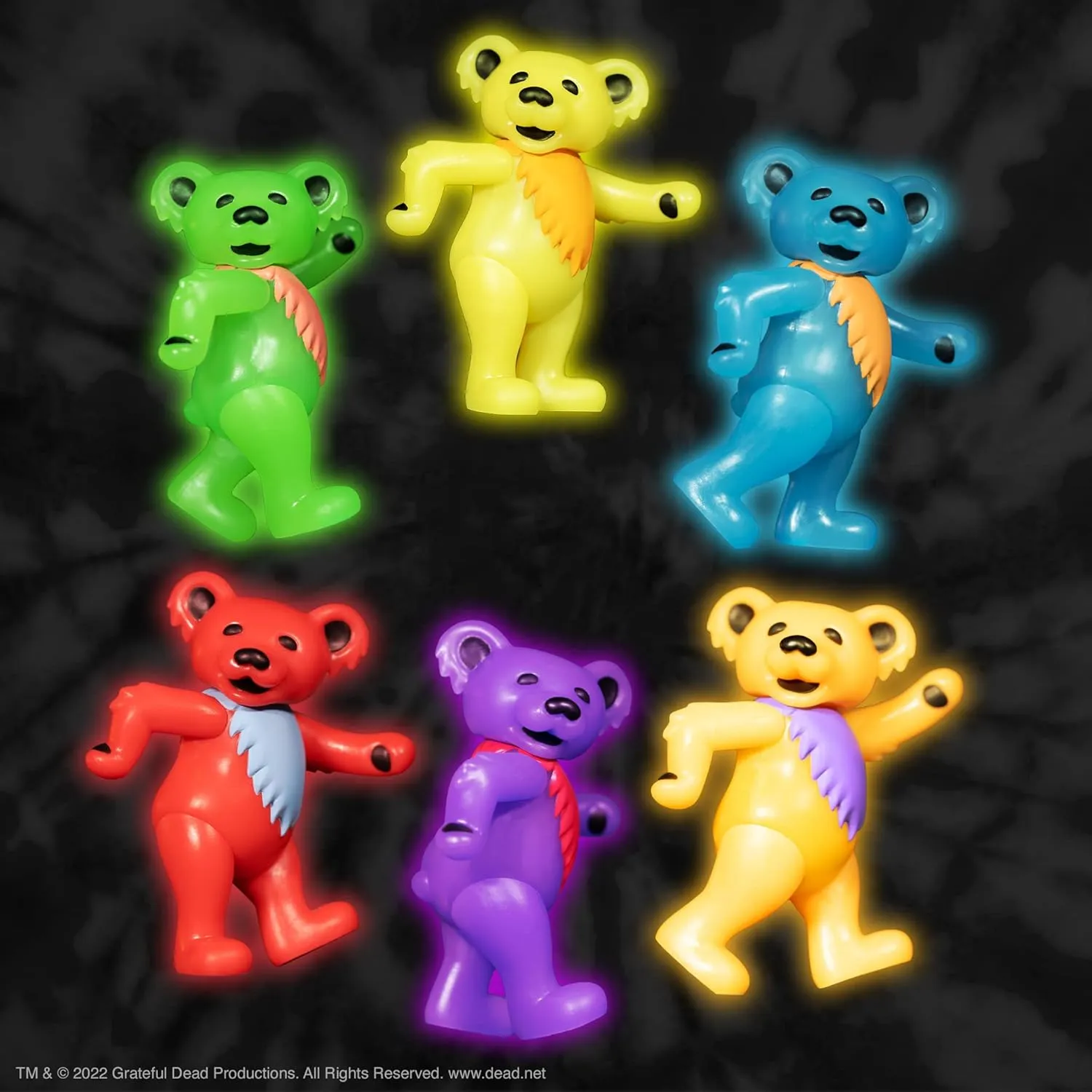 Super7 Grateful Dead Dancing Bear (Glow in The Dark) - 3.75" Grateful Dead Action Figure with Peg Stand Accessory Classic Music Collectibles and Retro Toys