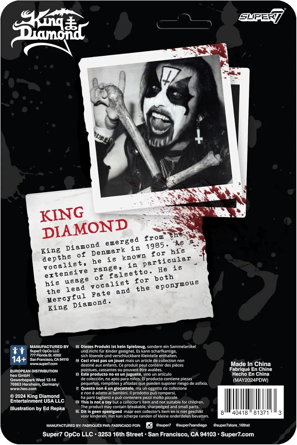 Super7 King Diamond - 3.75" King Diamond Action Figure with Accessory Classic Heavy Metal Collectibles and Retro Toys