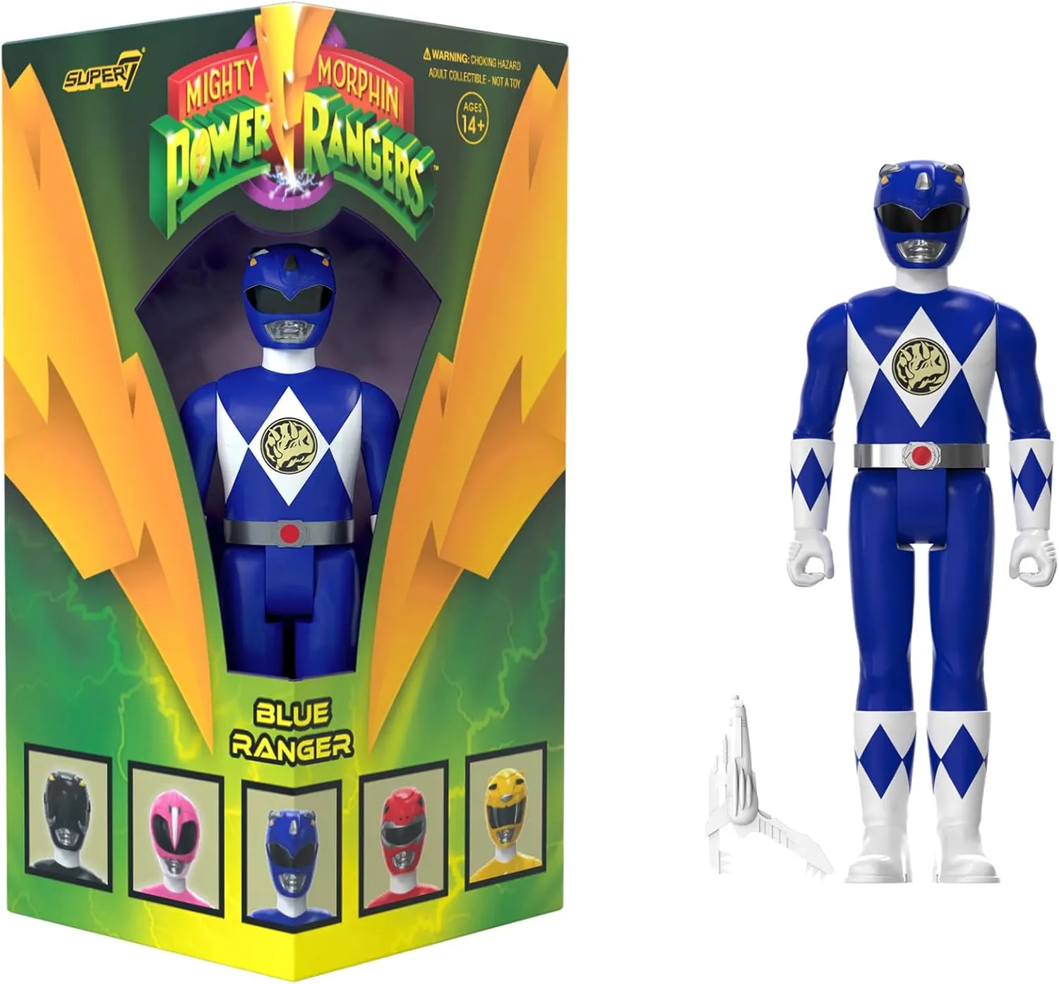 Super7 Mighty Morphin Power Rangers Blue Ranger - 3.75" Power Rangers Action Figure in Special Edition Packaging Classic TV Show Collectibles and Retro Toys