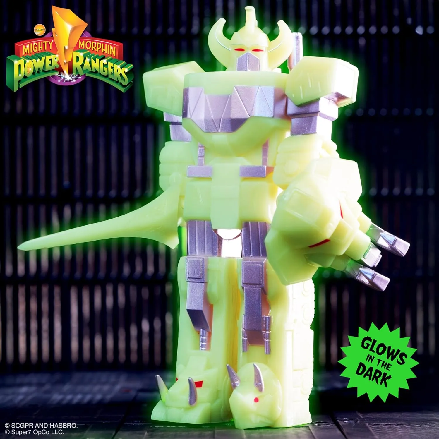 Super7 Mighty Morphin Power Rangers Megazord (Lightning Glow) Reaction Figure - 5.75" Power Rangers Action Figure with Accessories Classic TV Show Collectibles