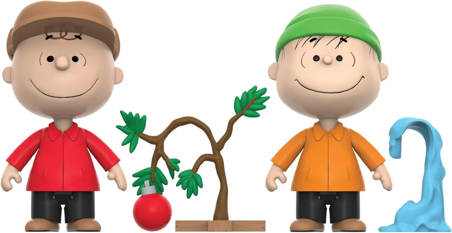 Super7 Peanuts Charlie Brown Holiday Box Set - (2-Pack) 3.75" Peanuts Action Figures with Accessories Classic TV Show Collectibles and Retro Toys