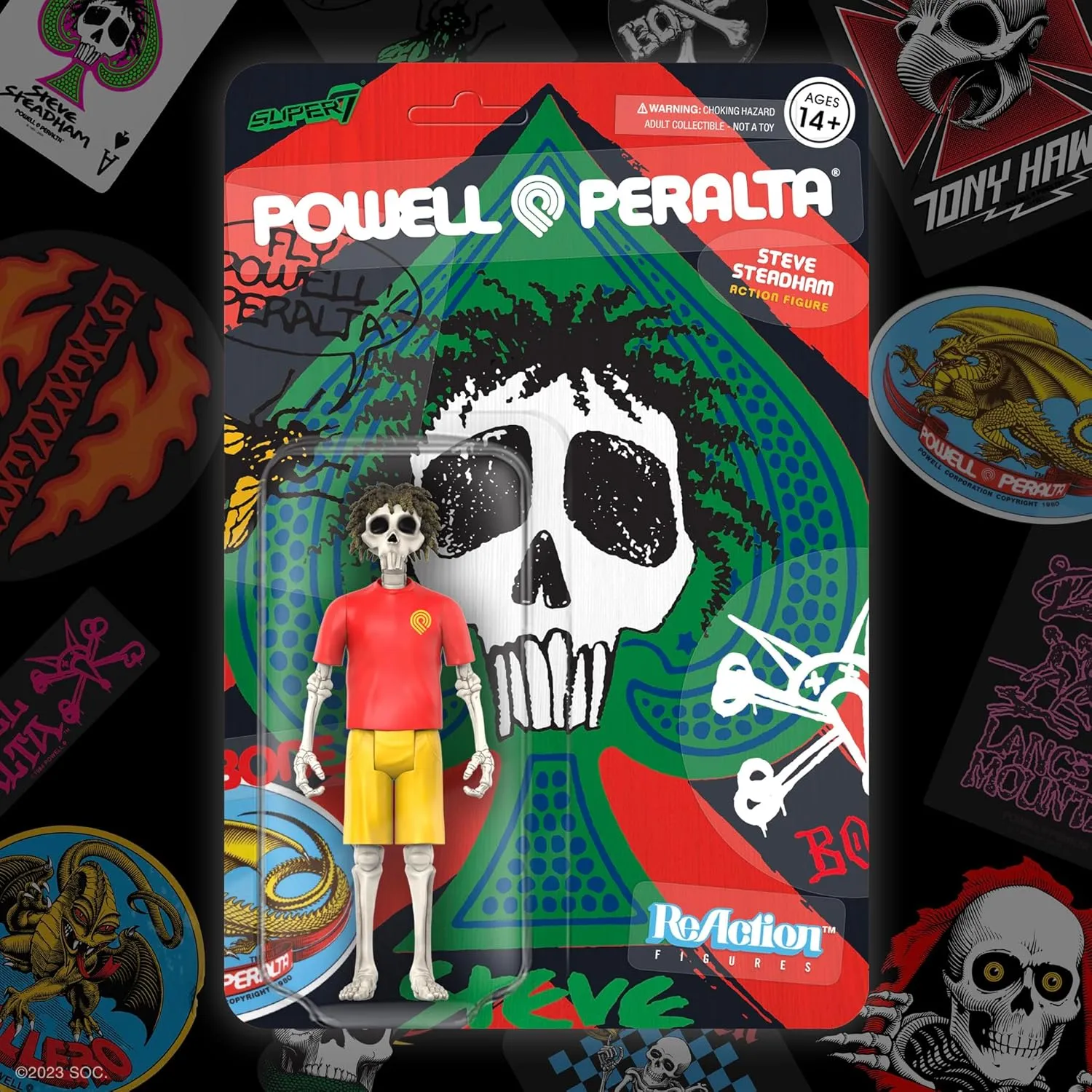 Super7 Powell-Peralta Steve Steadham (Del Mar) - 3.75" Powell-Peralta Action Figure with Accessories Classic Skateboard Collectibles and Retro Toys