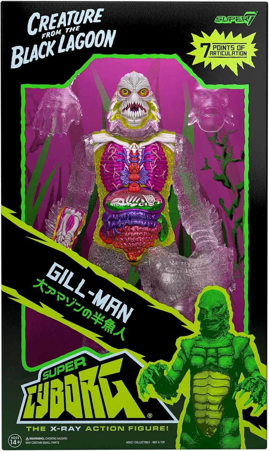 Super7 Super Cyborg Universal Monsters Creature from The Black Lagoon (Clear) - 11" Universal Monster Movies Action Figure Classic Movie Collectibles