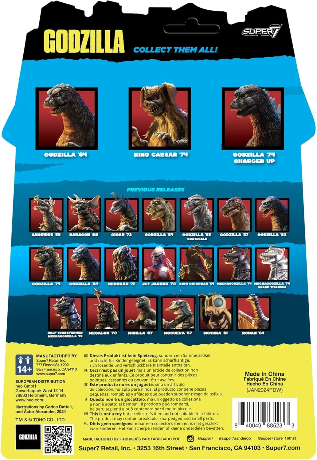 Super7 Toho Godzilla King Caesar '74-3.75" Toho Godzilla Action Figure Classic Movie Collectibles and Retro Toys