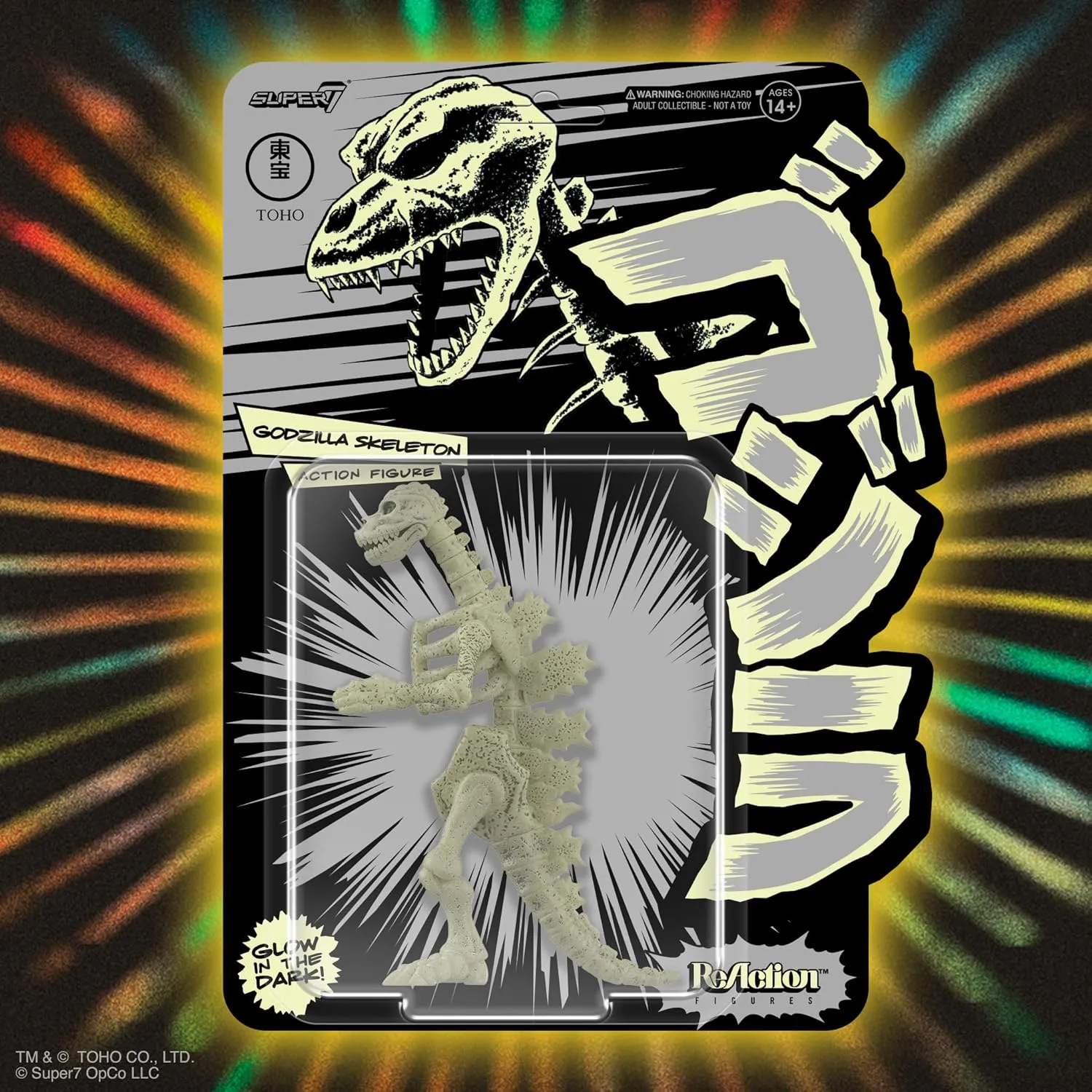 Super7 Toho Godzilla Skeleton (Glow) - 3.75" Toho Godzilla Action Figure Classic Movie Collectibles and Retro Toys