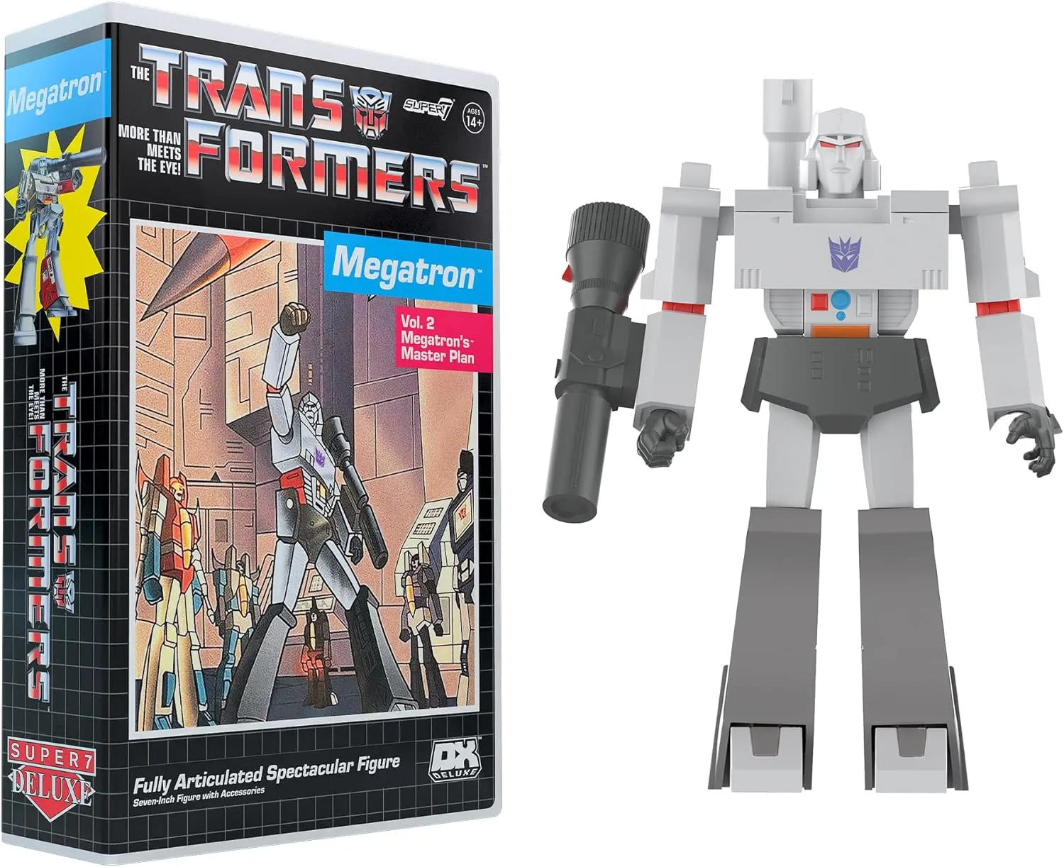 Super7 Transformers Deluxe Megatron (VHS) - 7" Transformers Action Figure with Accessory Classic Cartoon Collectibles and Retro Toys