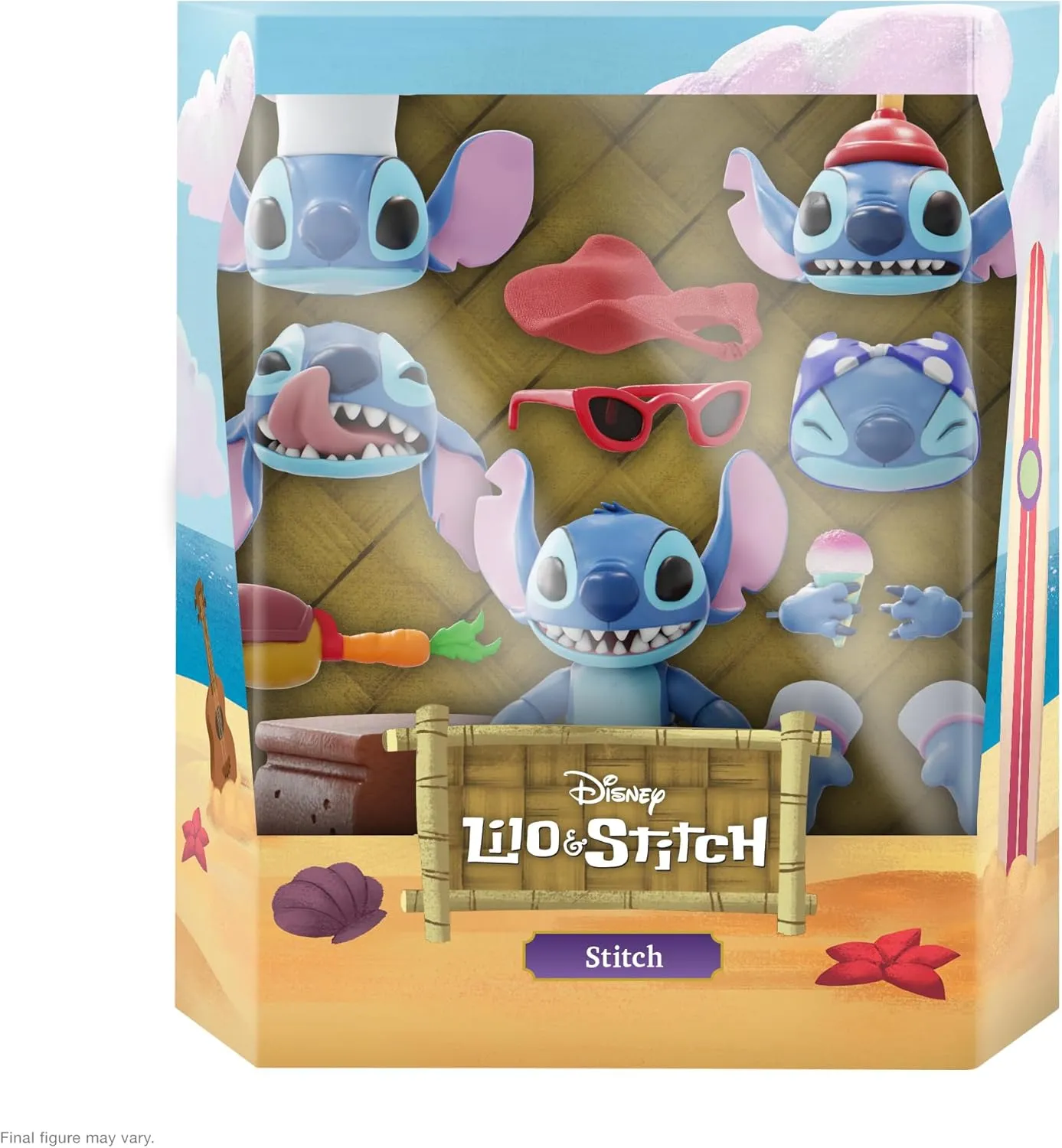 Super7 ULTIMATES! Disney Stitch - 7" Disney Action Figure with Accessories Classic Disney Collectibles and Retro Toys, Blue