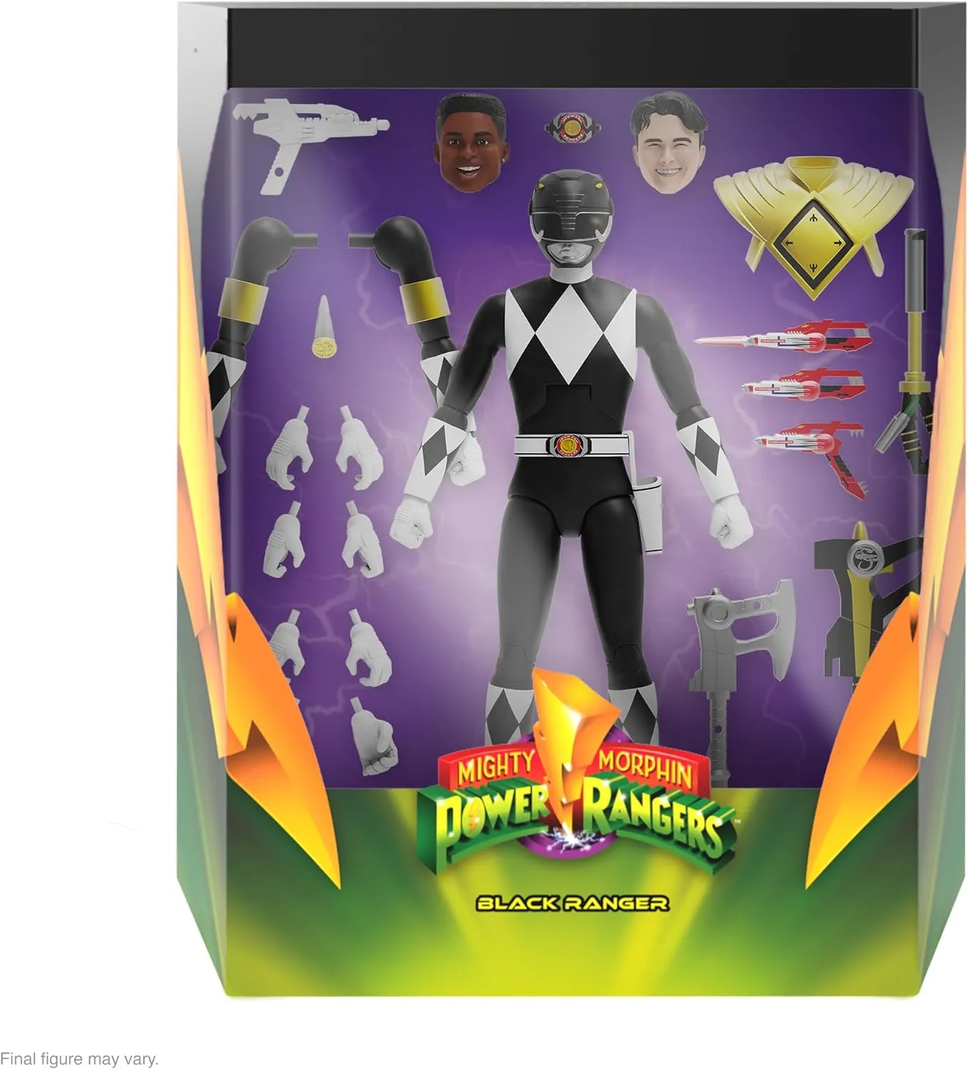 Super7 ULTIMATES! Mighty Morphin Power Rangers Black Ranger - 7" Power Rangers Action Figure with Accessories Classic TV Show Collectibles