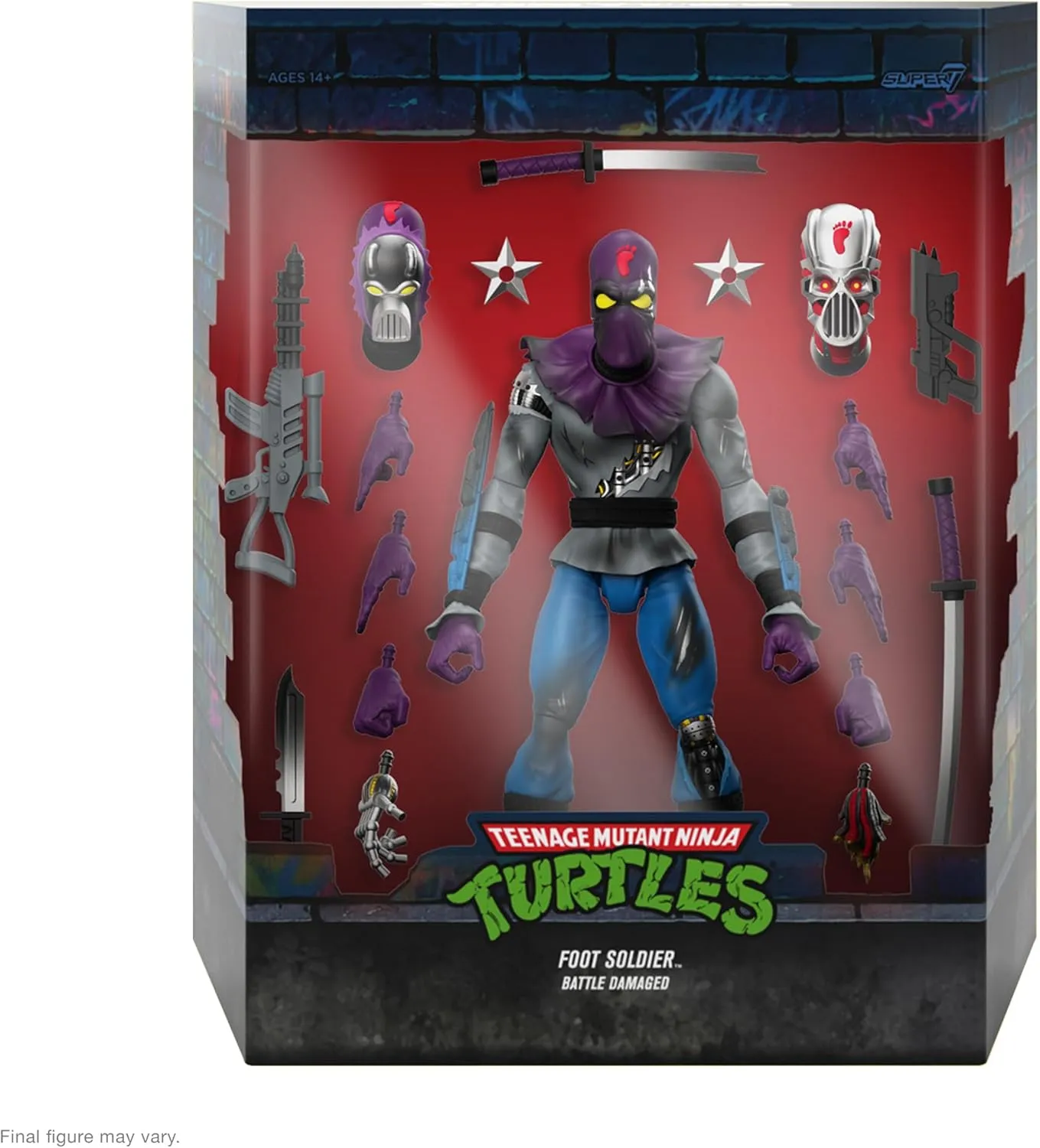 Super7 ULTIMATES! Teenage Mutant Ninja Turtles Foot Soldier (Battle Damaged) - 7" TMNT Action Figure with Accessories Classic Cartoon Collectibles and Retro Toys