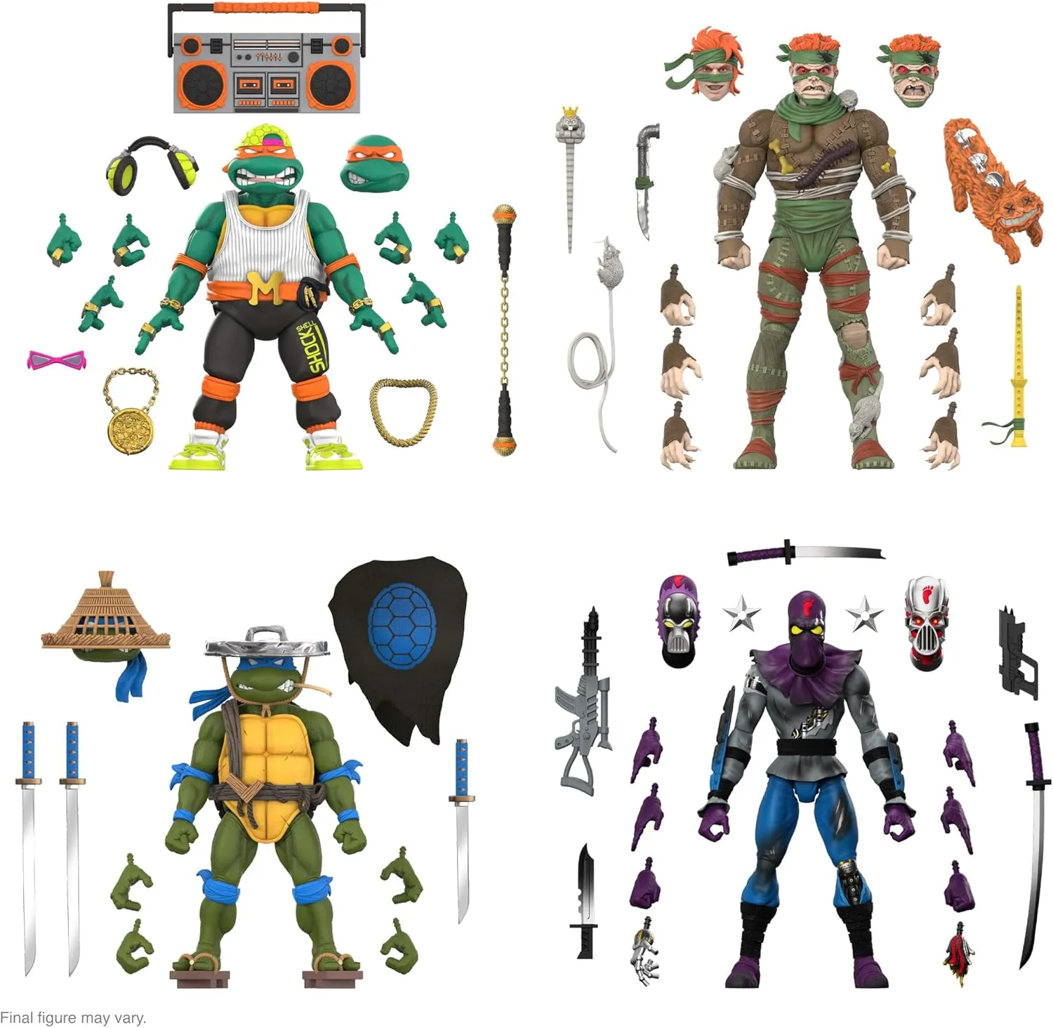 Super7 ULTIMATES! Teenage Mutant Ninja Turtles Foot Soldier (Battle Damaged) - 7" TMNT Action Figure with Accessories Classic Cartoon Collectibles and Retro Toys