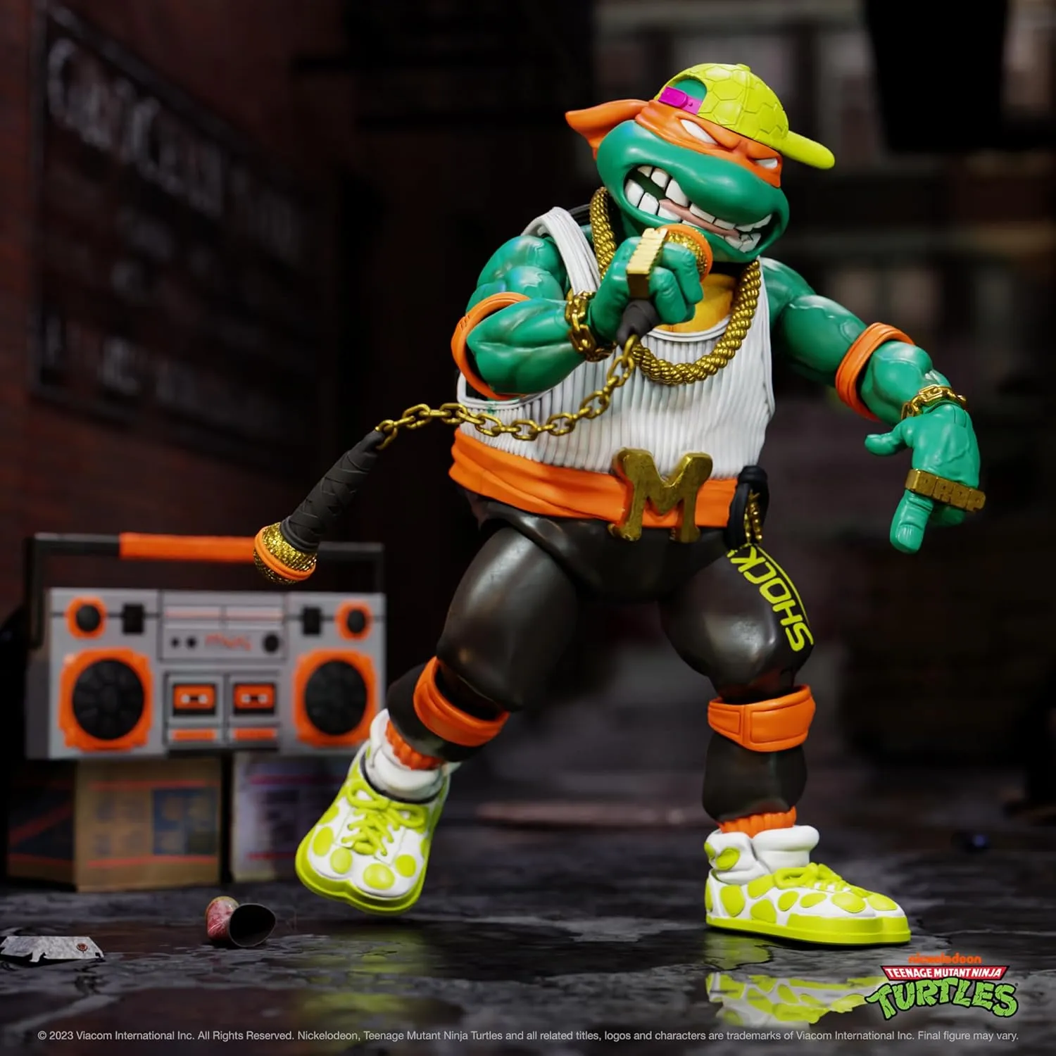 Super7 ULTIMATES! Teenage Mutant Ninja Turtles Rapper Mike - 7" TMNT Action Figure with Accessories Classic Cartoon Collectibles and Retro Toys