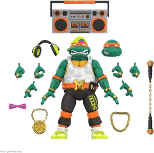 Super7 ULTIMATES! Teenage Mutant Ninja Turtles Rapper Mike - 7" TMNT Action Figure with Accessories Classic Cartoon Collectibles and Retro Toys