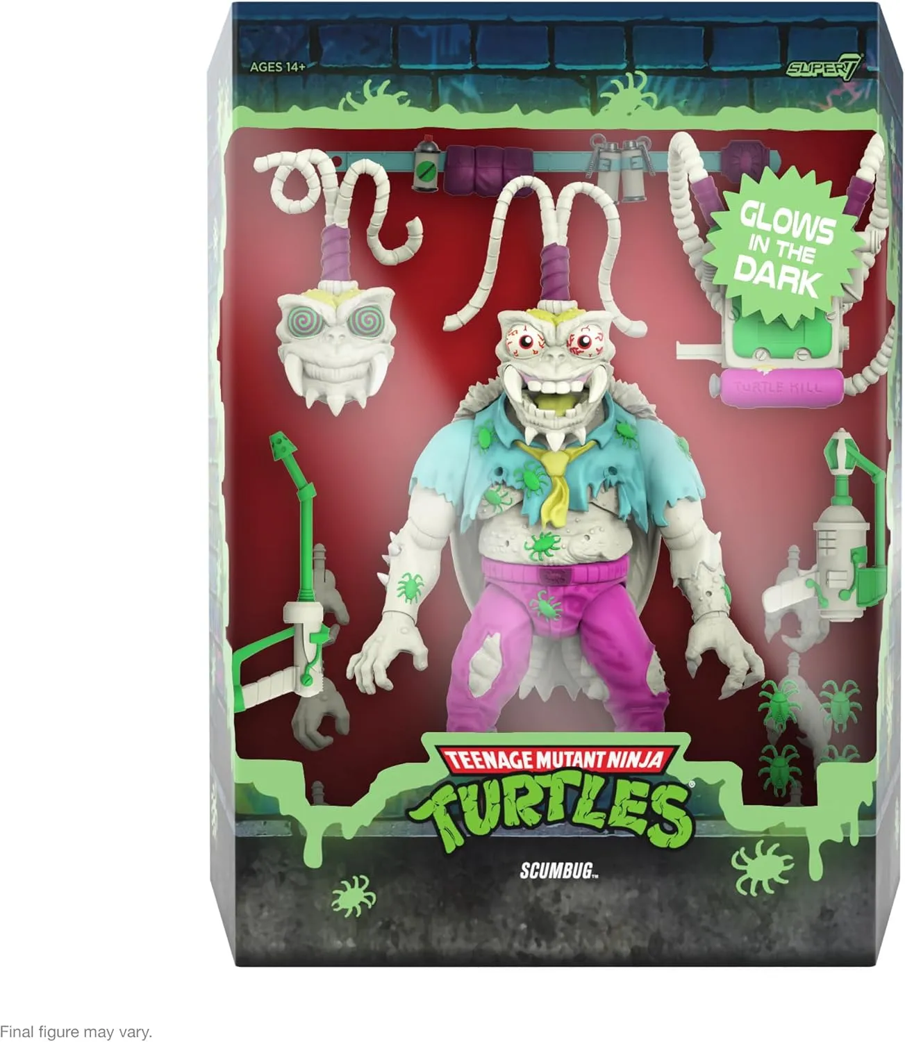 Super7 ULTIMATES! Teenage Mutant Ninja Turtles Scumbug (Glow) - 7" TMNT Action Figure with Accessories Classic Cartoon Collectibles