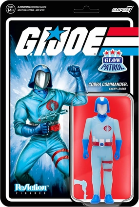 Super7 G.I. Joe Cobra Commander (Glow Patrol) - 3.75" G.I. Joe Action Figure with Accessory Classic Cartoon Collectibles and Retro Toys