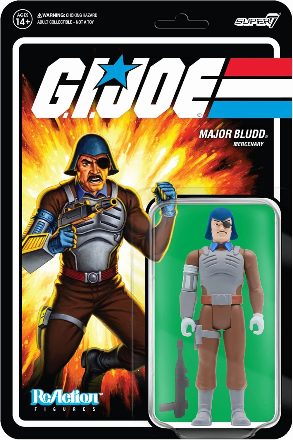 Super7 G.I. Joe Major Bludd - 3.75" G.I. Joe Action Figure with Accessory Classic Cartoon Collectibles and Retro Toys