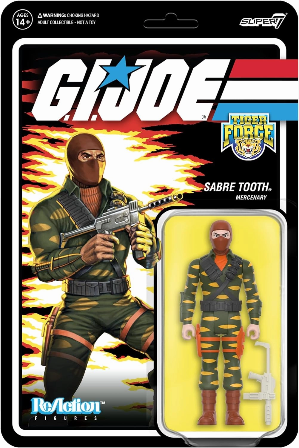 Super7 G.I. Joe Sabre Tooth - 3.75" G.I. Joe Action Figure with Accessory Classic Cartoon Collectibles and Retro Toys