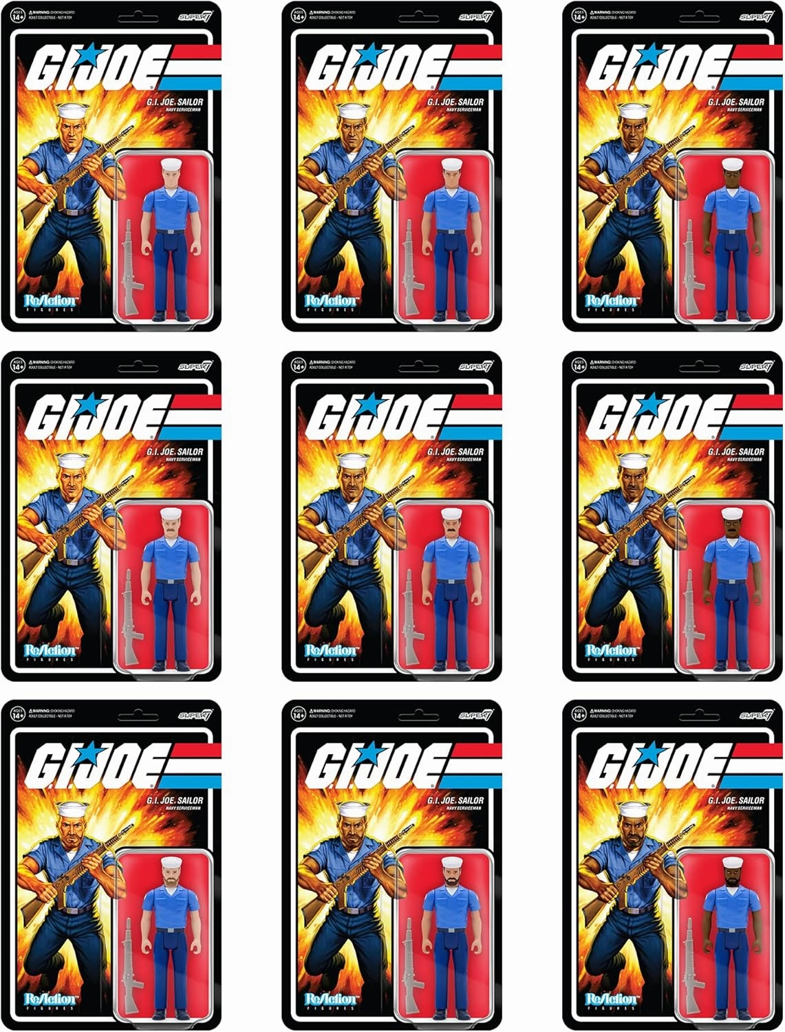 Super7 G.I. Joe Sailor Blueshirt (Beard/Brown) - 3.75" G.I. Joe Action Figure with Accessory Classic Cartoon Collectibles and Retro Toys