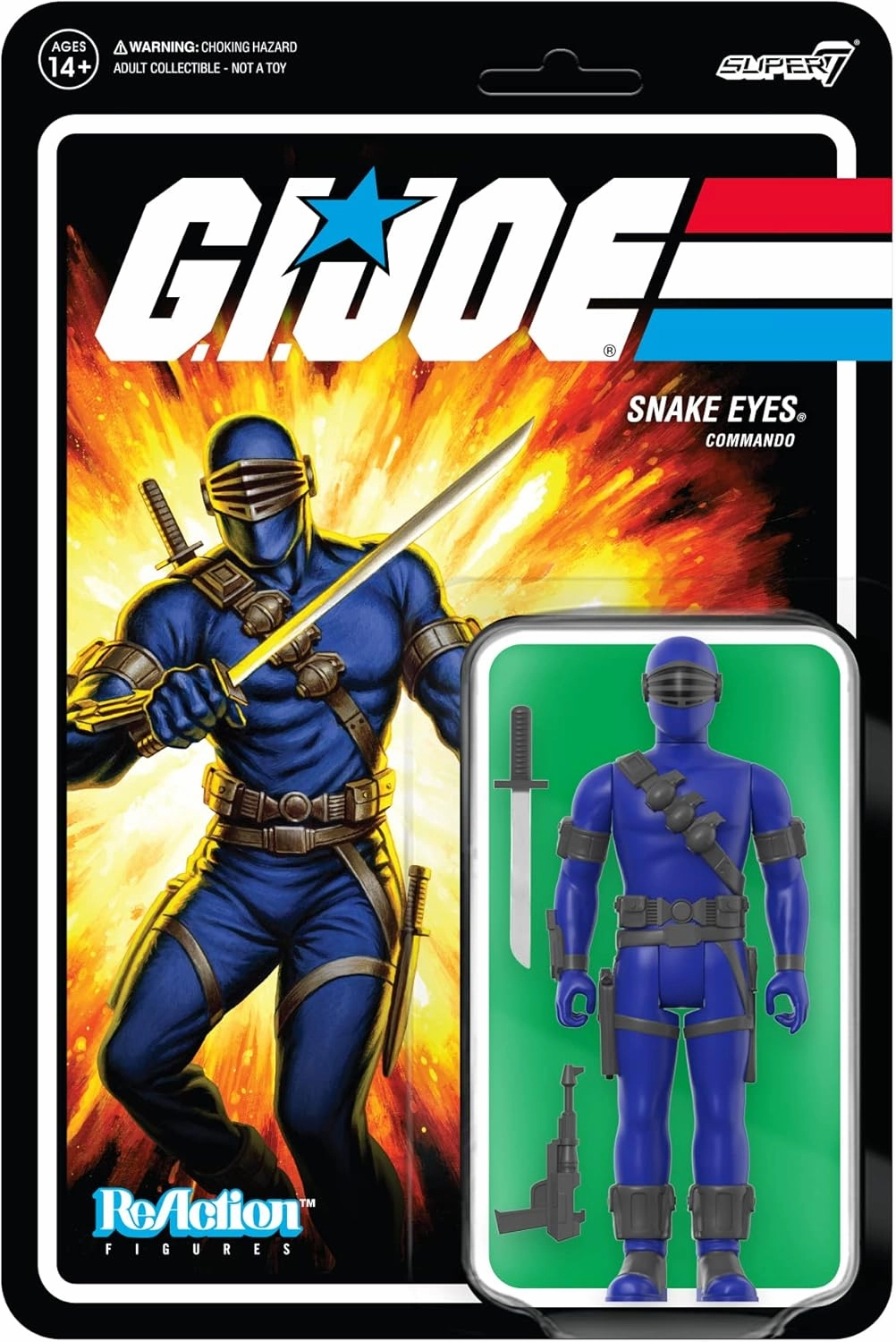 Super7 G.I. Joe Snake Eyes - 3.75" G.I. Joe Action Figure with Accessory Classic Cartoon Collectibles and Retro Toys