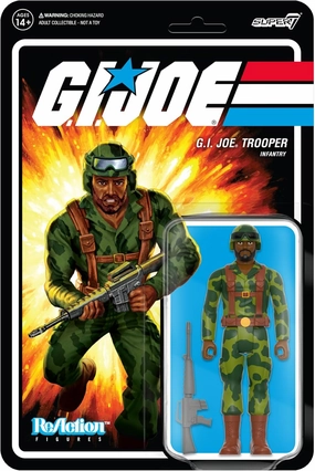 Super7 G.I. Joe Trooper (Beard/Brown) - 3.75" G.I. Joe Action Figure with Accessory Classic Cartoon Collectibles and Retro Toys
