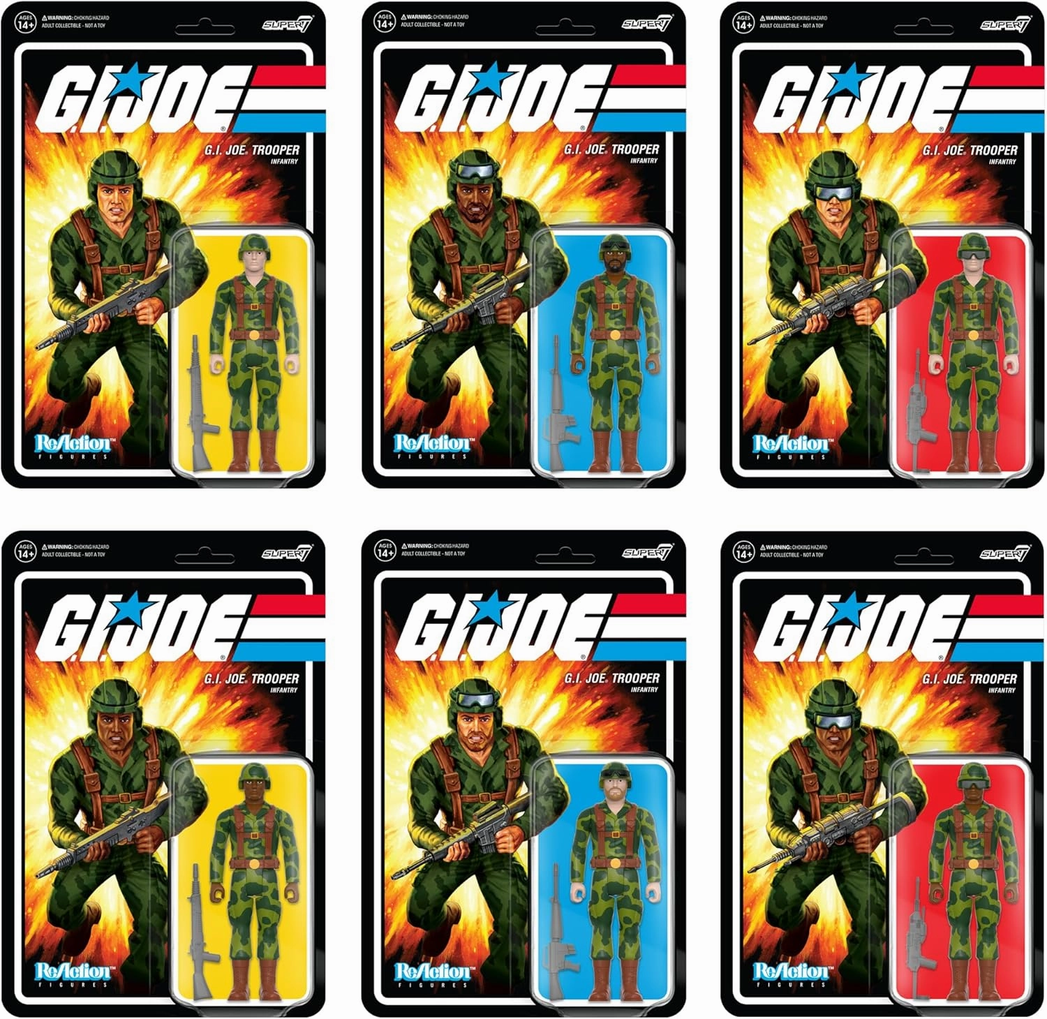 Super7 G.I. Joe Trooper (Beard/Brown) - 3.75" G.I. Joe Action Figure with Accessory Classic Cartoon Collectibles and Retro Toys
