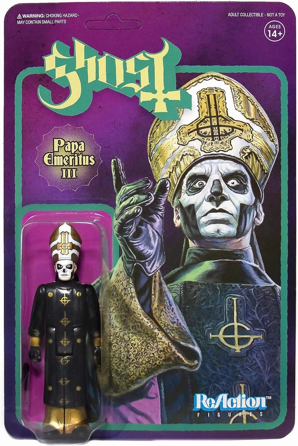 Super7 Ghost Papa Emeritus III Reaction Figure - 3.75" Ghost Action Figure with Accessory Heavy Metal Collectibles and Retro Toys
