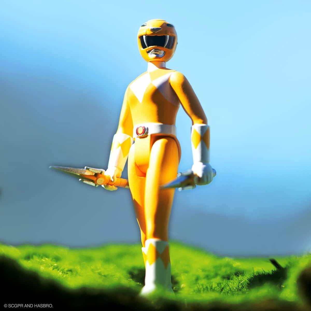 Super7 Mighty Morphin Power Rangers Yellow Ranger - 3.75" Power Rangers Action Figure with Accessories Classic TV Show Collectibles and Retro Toys