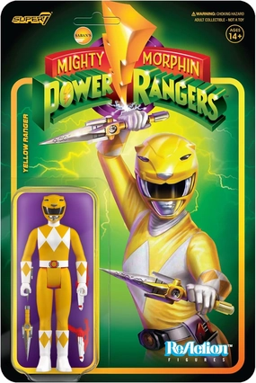 Super7 Mighty Morphin Power Rangers Yellow Ranger - 3.75" Power Rangers Action Figure with Accessories Classic TV Show Collectibles and Retro Toys
