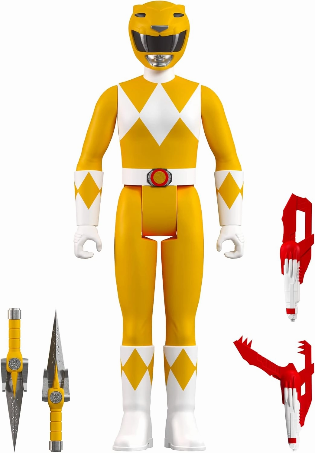 Super7 Mighty Morphin Power Rangers Yellow Ranger - 3.75" Power Rangers Action Figure with Accessories Classic TV Show Collectibles and Retro Toys
