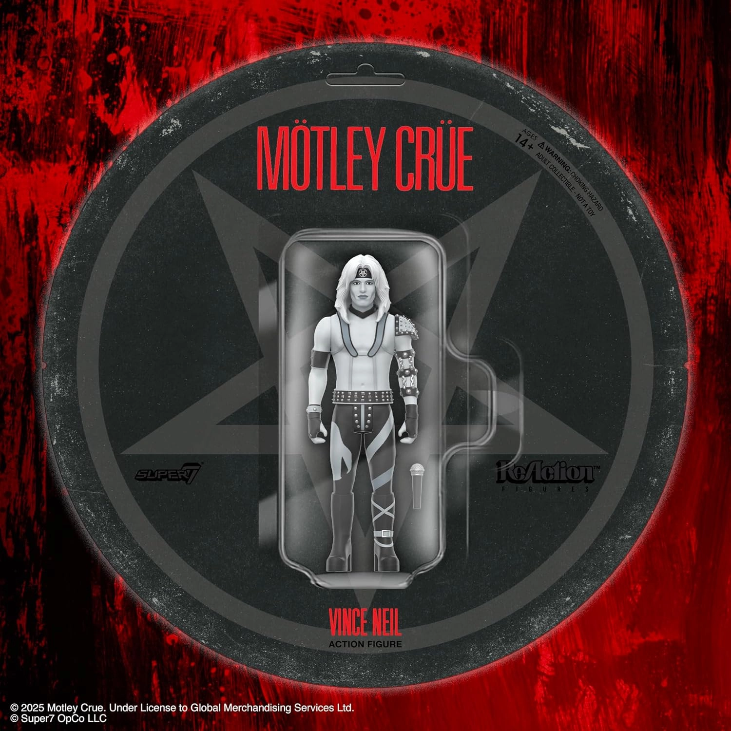 Super7 Motley Crue Vince Neil Shout at The Devil (Black and White) - 3.75" Action Figure with Accessory Heavy Metal Collectibles and Retro Toys