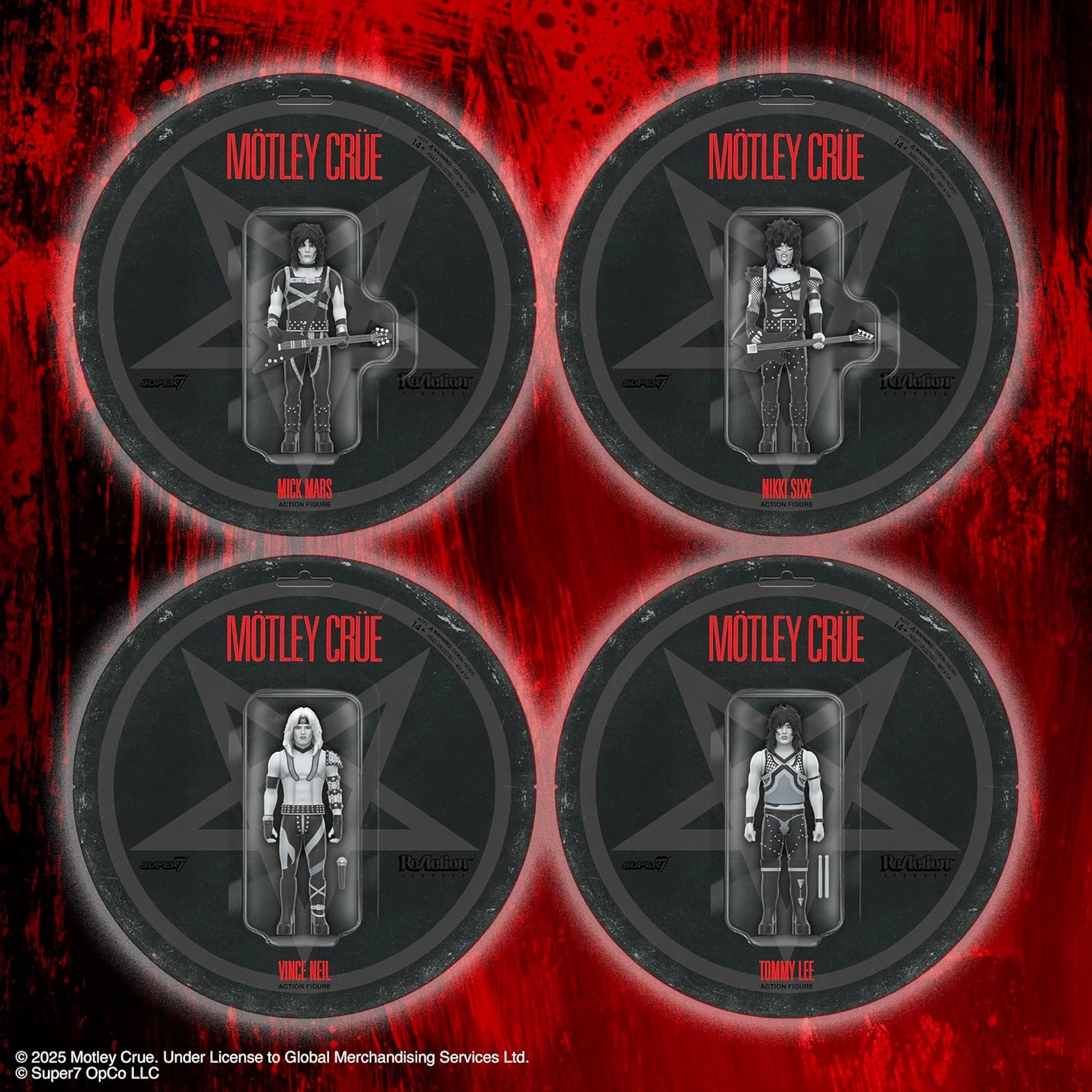 Super7 Motley Crue Vince Neil Shout at The Devil (Black and White) - 3.75" Action Figure with Accessory Heavy Metal Collectibles and Retro Toys