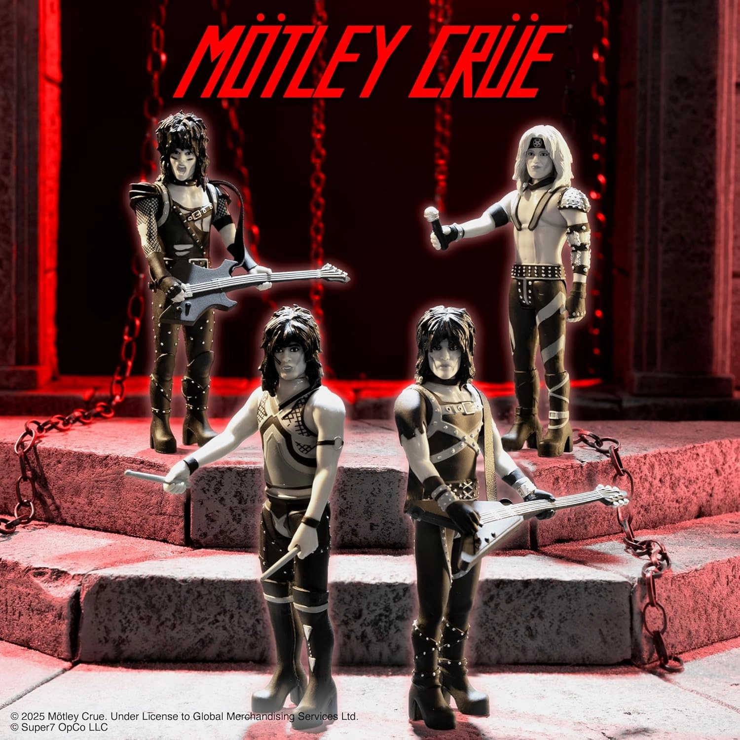 Super7 Motley Crue Vince Neil Shout at The Devil (Black and White) - 3.75" Action Figure with Accessory Heavy Metal Collectibles and Retro Toys
