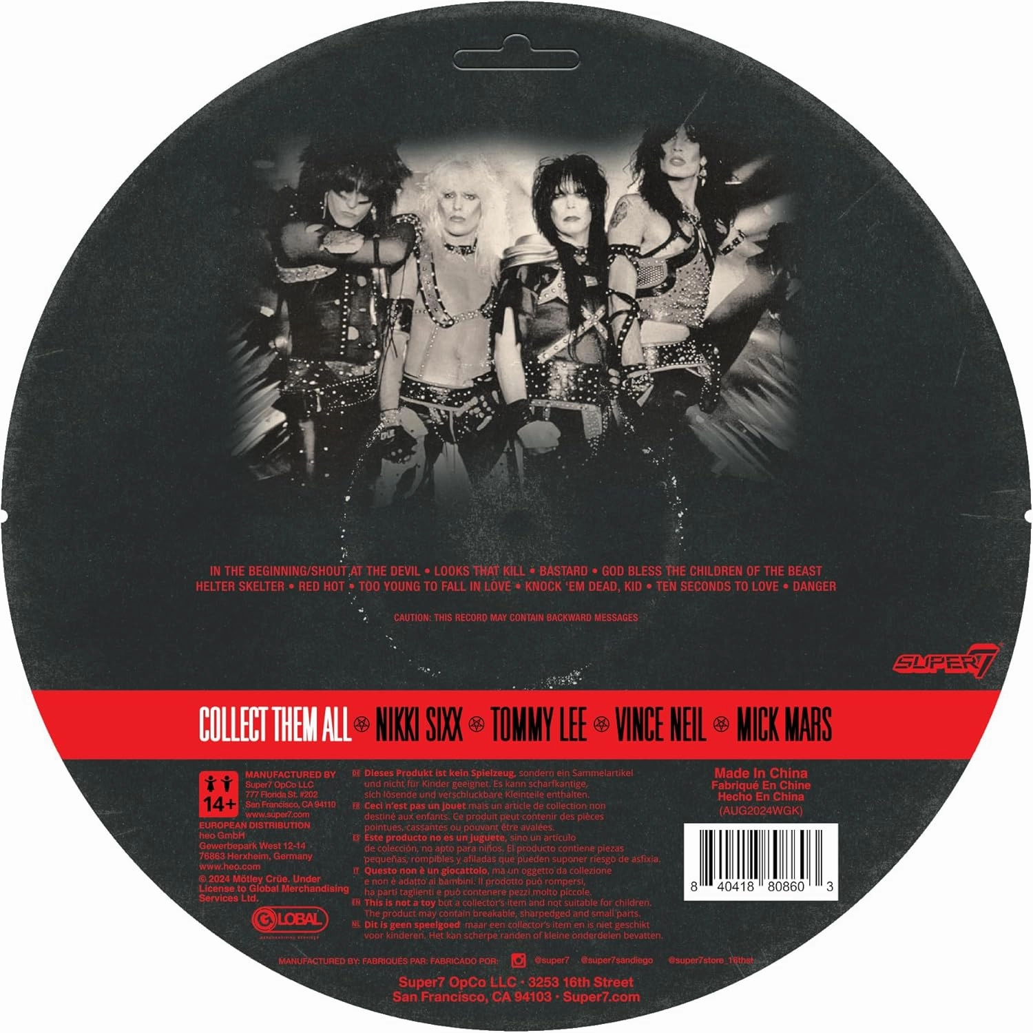 Super7 Motley Crue Vince Neil Shout at The Devil (Black and White) - 3.75" Action Figure with Accessory Heavy Metal Collectibles and Retro Toys