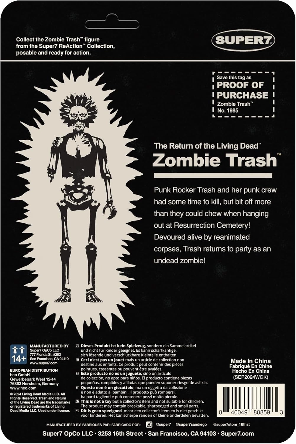 Super7 Return of The Living Dead Reaction Figures Wave 05 - Zombie Trash (Monster Glow) Action Figure
