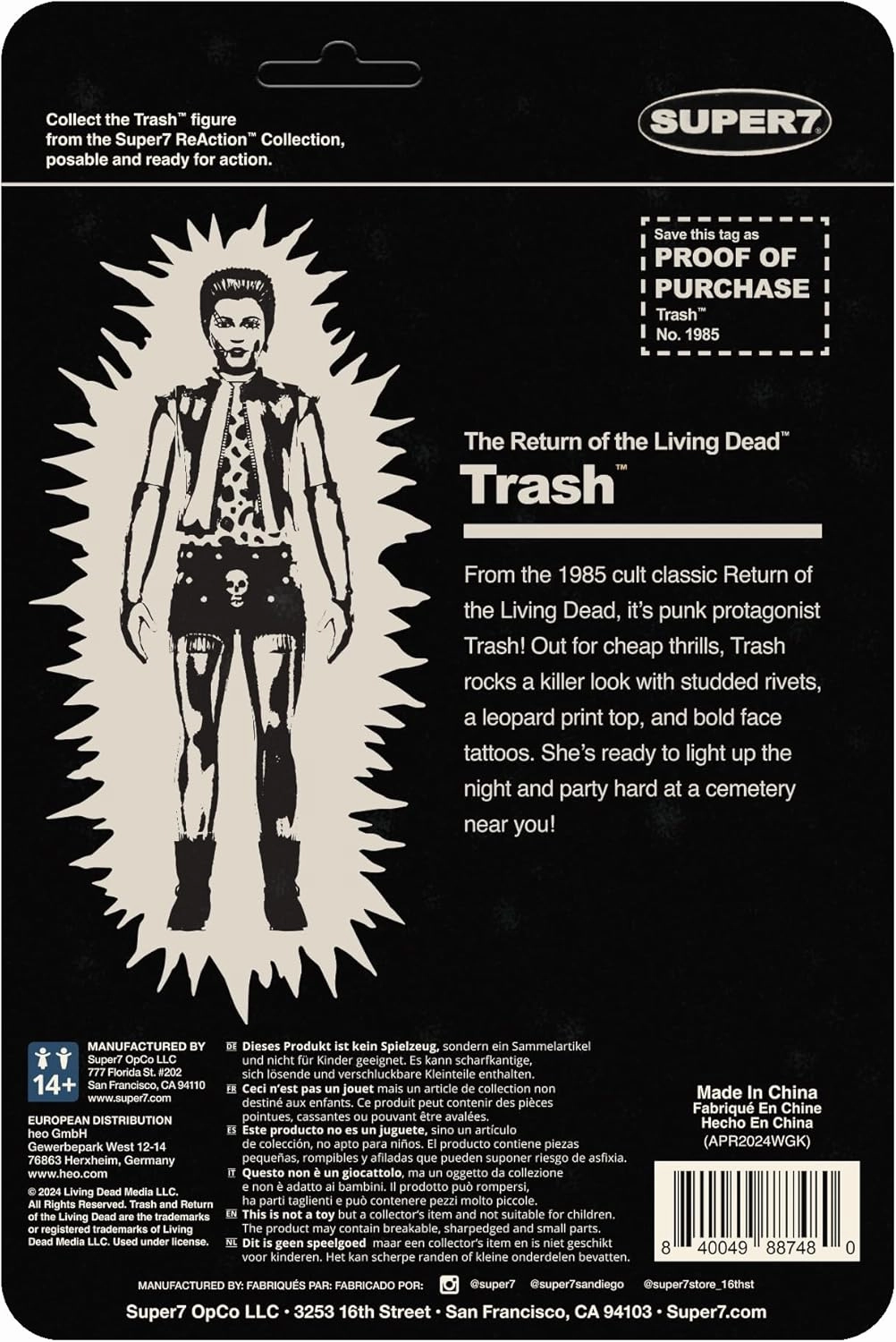 Super7 Return of The Living Dead Trash (Monster Glow) - 3.75" Return of The Living Dead Action Figure Classic Horror Collectibles and Retro Toys